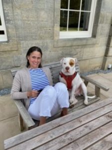 Blervie House Guest and Dog on bench